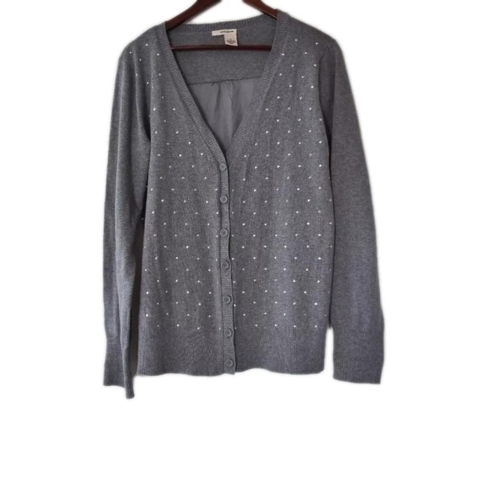 DKNY Women's  Small Gray  Cardigan Knit V-neck Knit‎ Button Up